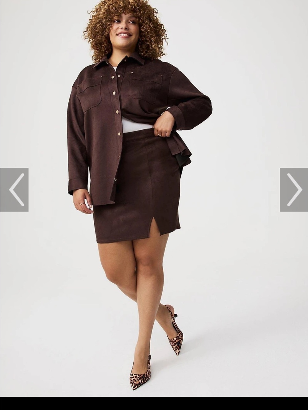 Torrid Faux Suede Shacket and  Mini Skirt